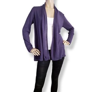 Rachel Zoe Faded Blue Open Front Linen Cardigan Size Large